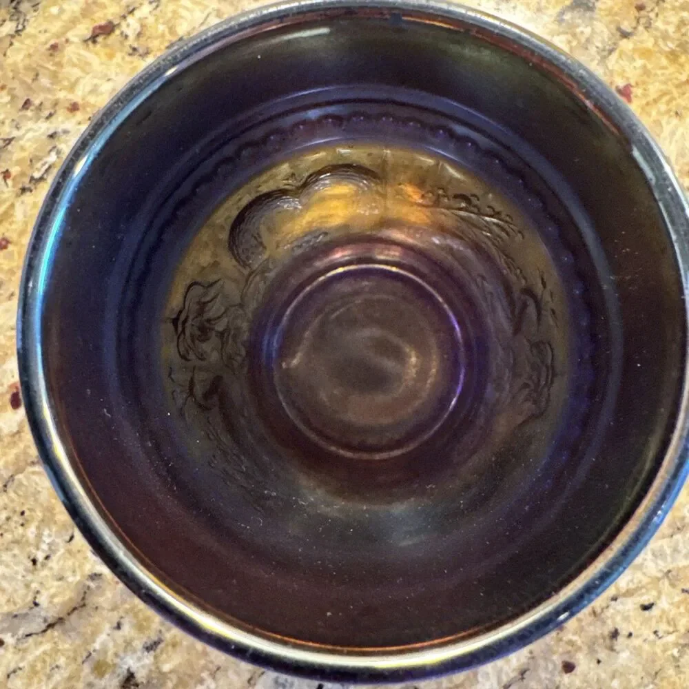 Dugan Peacock‎ at Fountain Carnival Glass Tumblers Pair Amethyst Purple